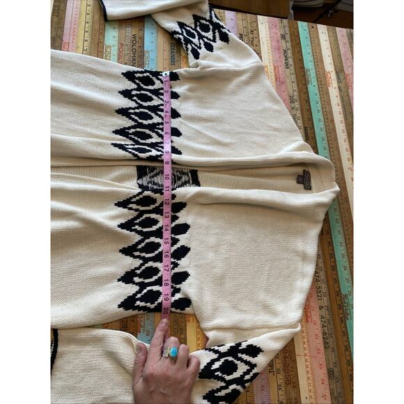 J. Crew S Point Sur Lebowski Longline Open Cardigan Sweater Fair Isle Boho Aztec - Picture 10 of 10